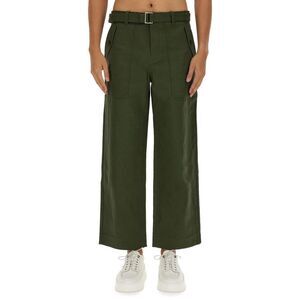 MAISON KITSUNE Men's Wide Leg Belted Cargo Pants Men GREEN